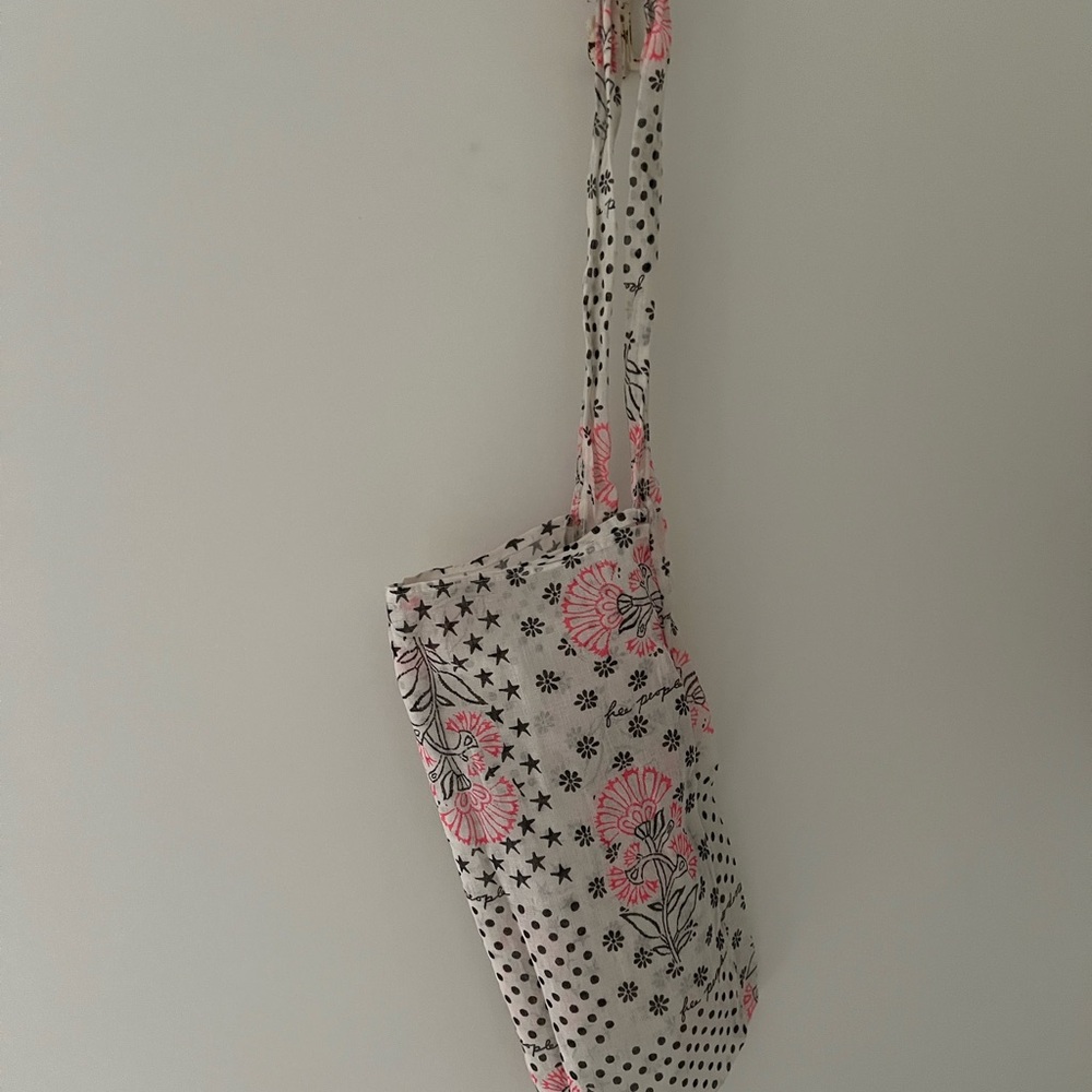 Free People Pink & White Floral Canvas Crossbody Bag